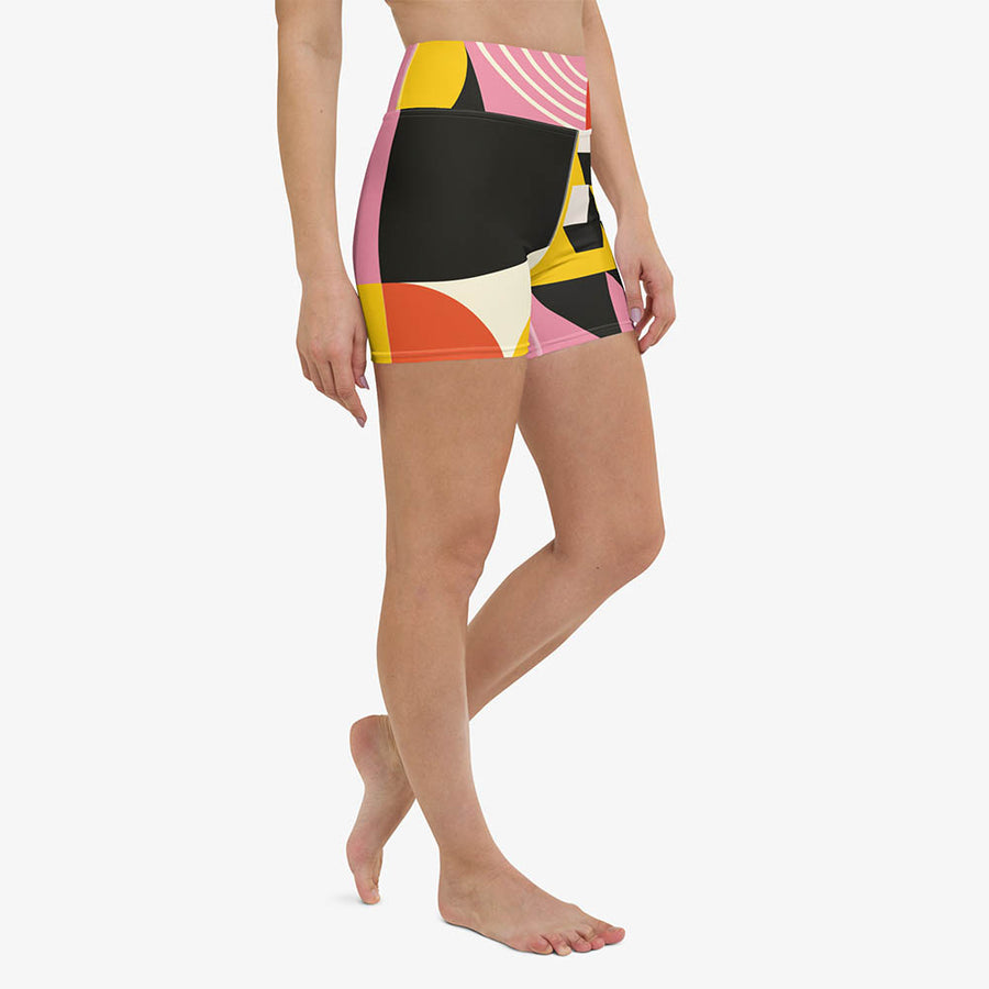 Printed Yoga Shorts "Design Delight" Orange/Yellow/Pink