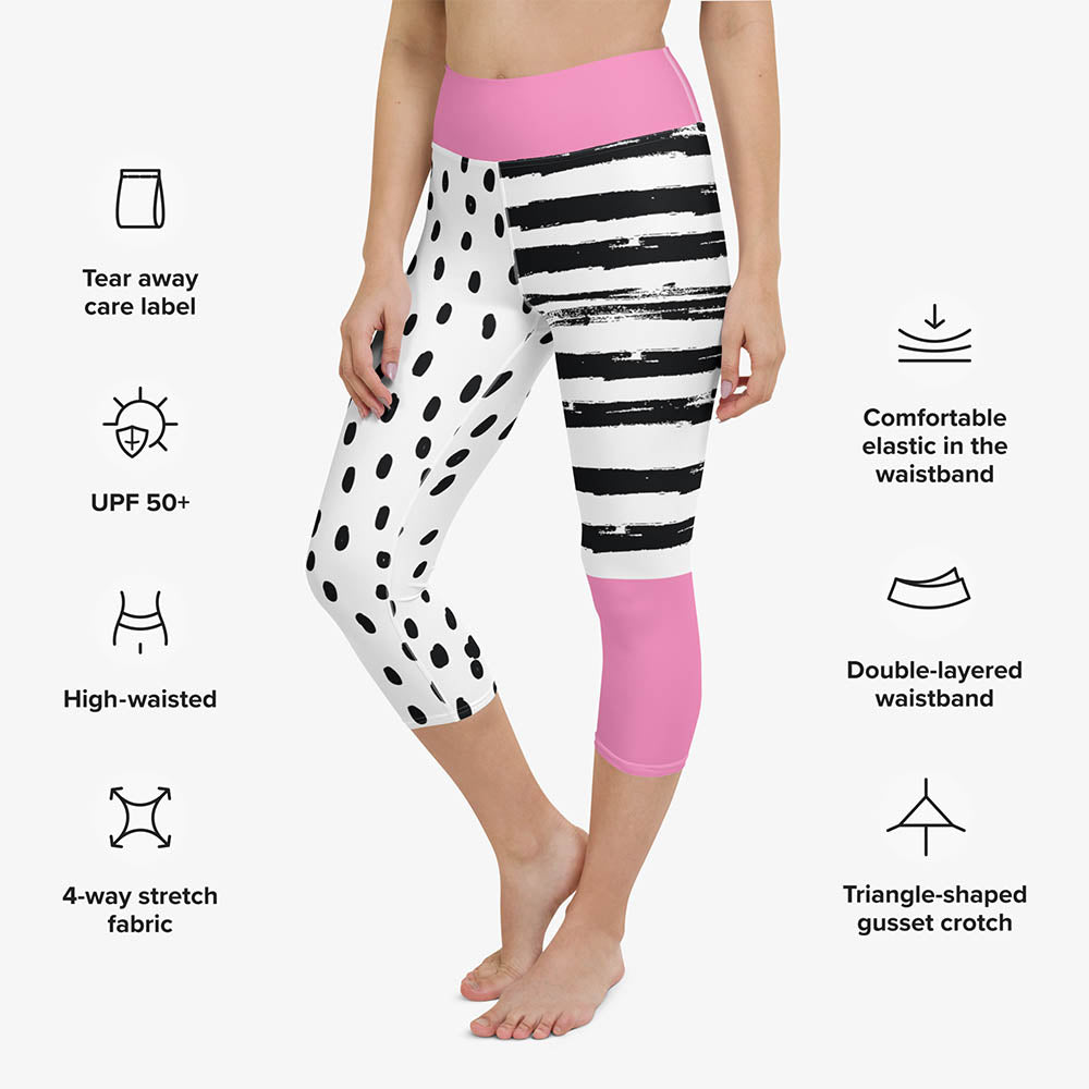 Dots & Stripes Capris – Pink