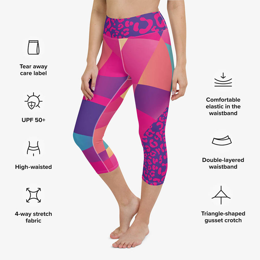 Animal Printed Capris "Wild Patchwork" Blues/Purple/Magenta