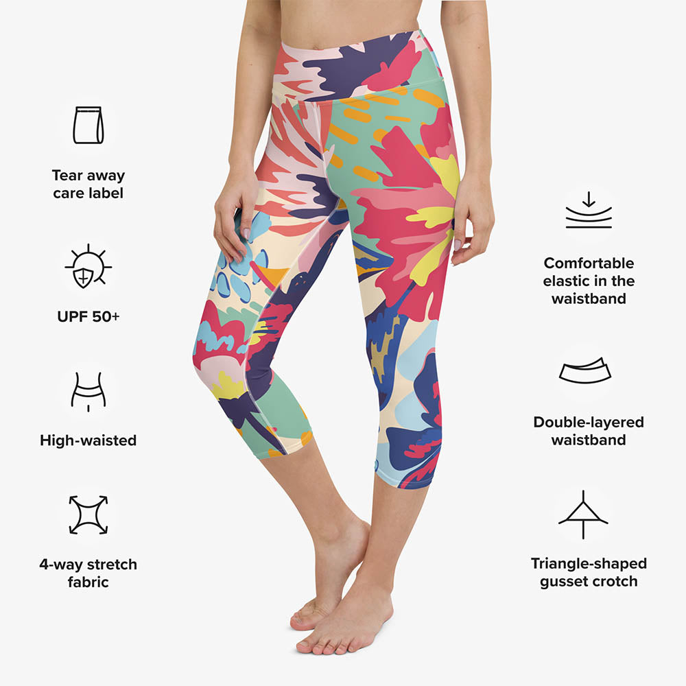 Flower Splash Capris – Red/Yellow/Blue