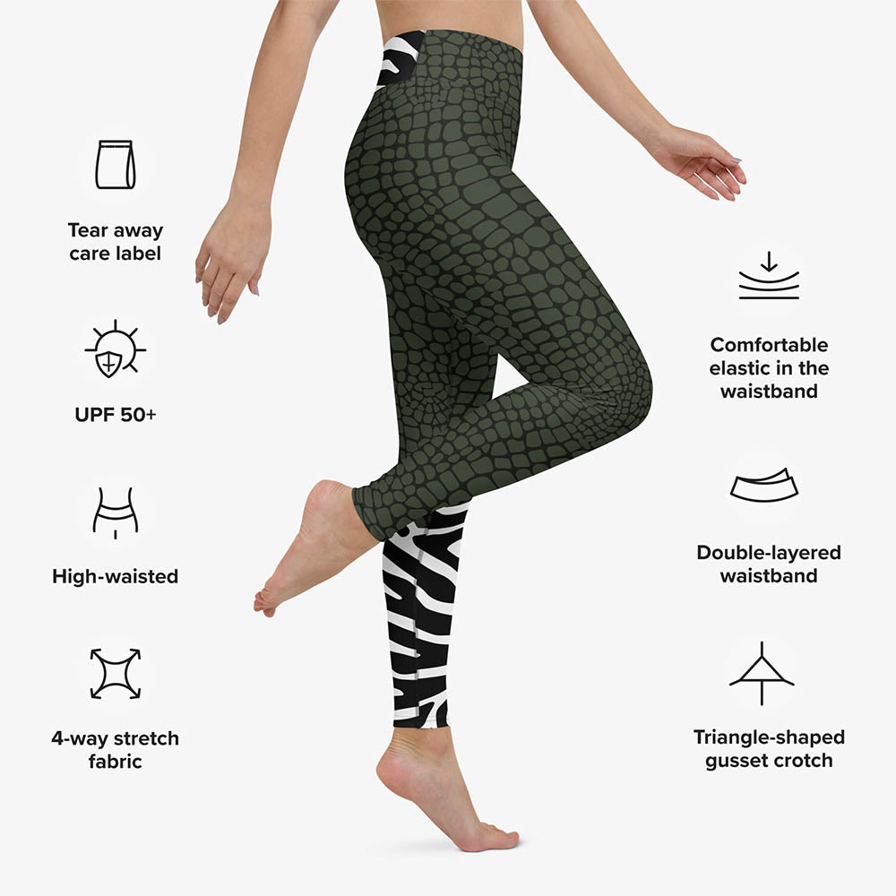 CrocoZebra Leggings – Dark Green