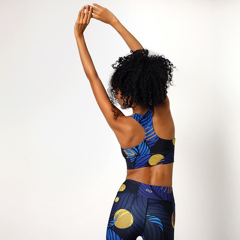 Floral Leggings "Fireflies" Blue/Yellow