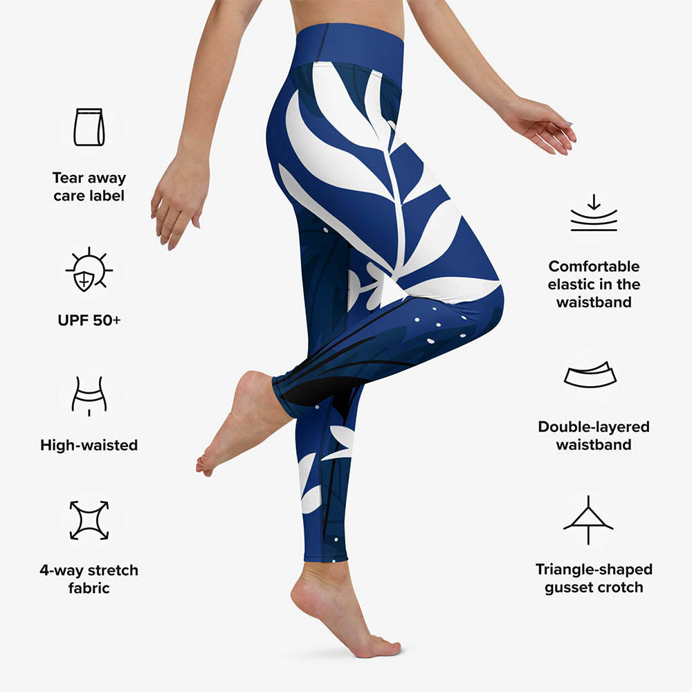 Night Garden Leggings – Blue/White