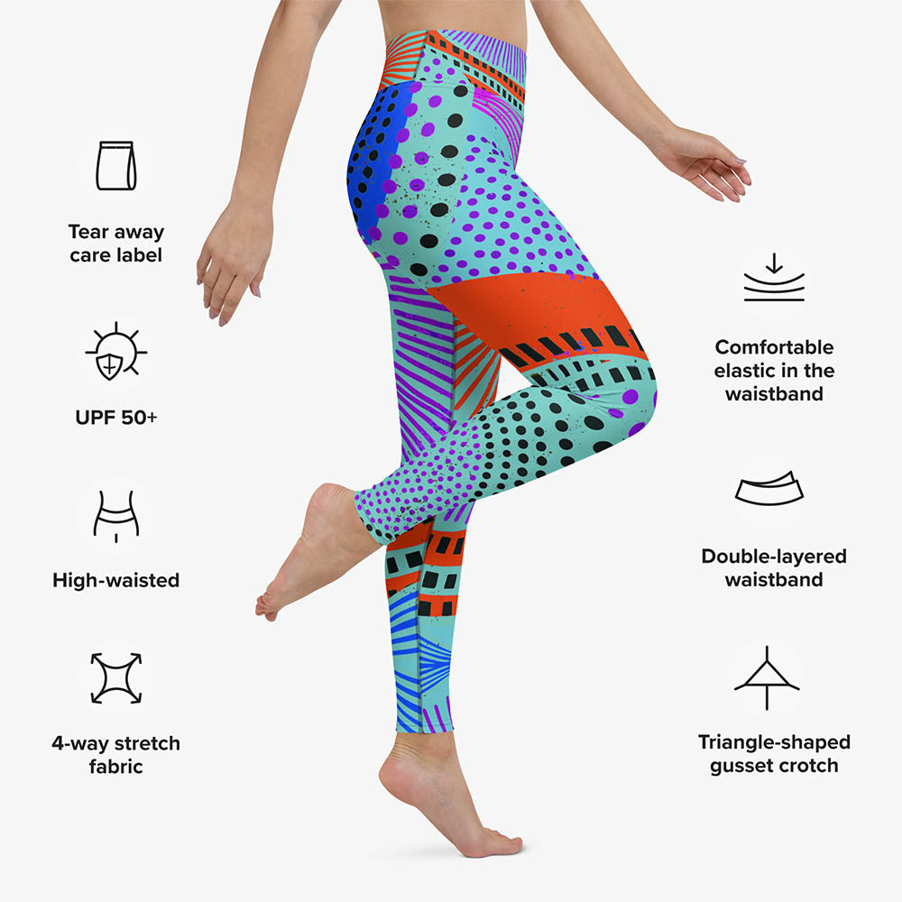 Ethno Pop Leggings – Turquoise/Red