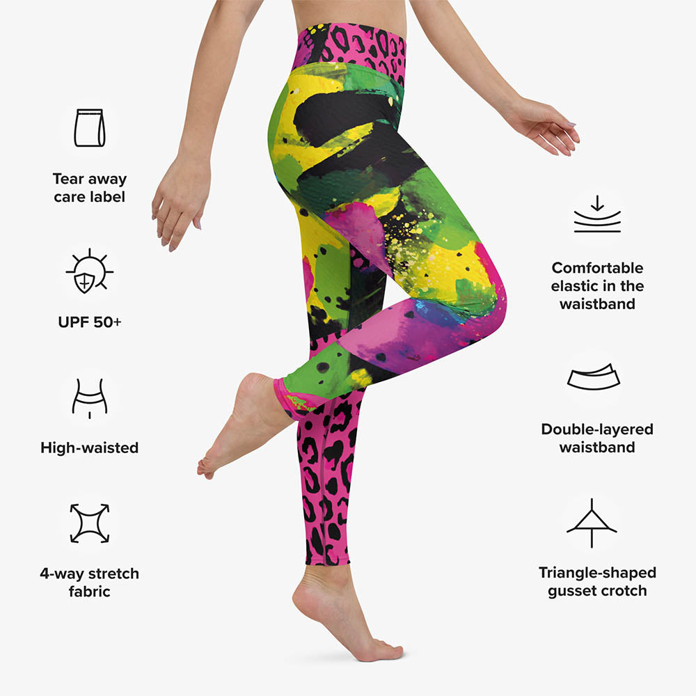 Wild Canvas Leggings – Green/Pink/Yellow
