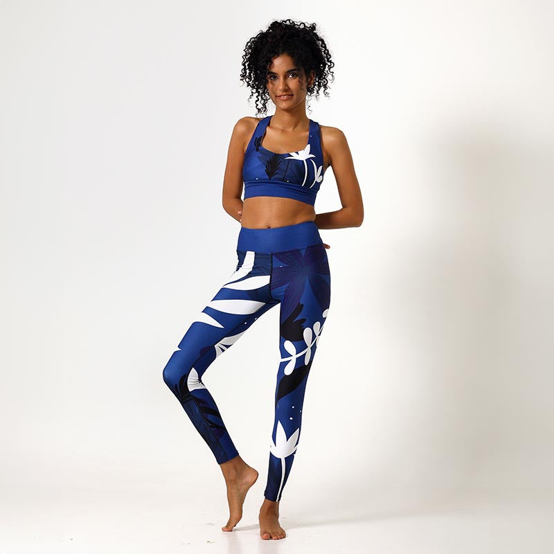 Night Garden Leggings – Blue/White
