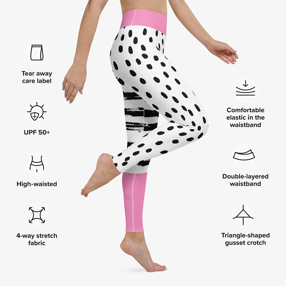 Dots & Stripes Leggings – Pink