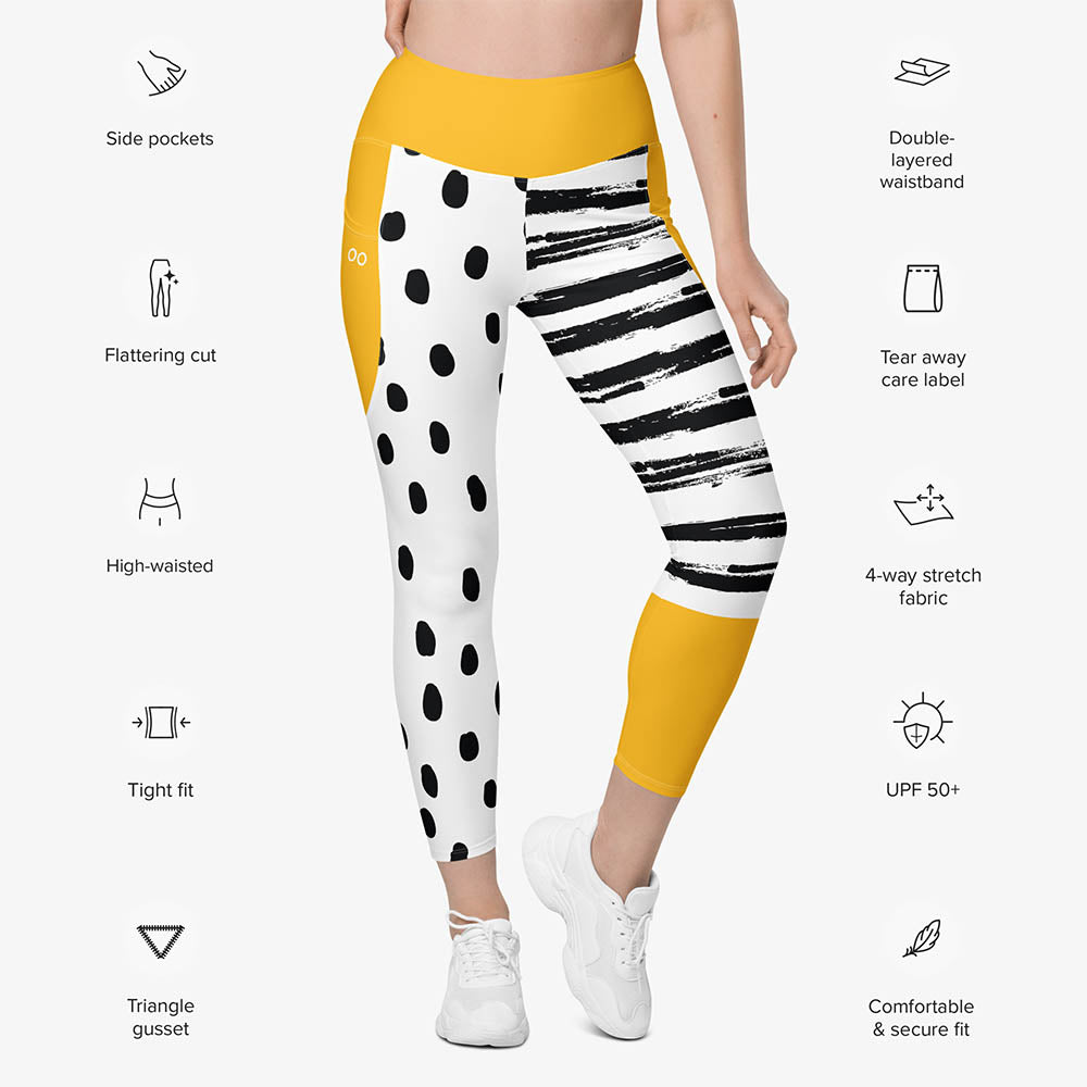 Dots & Stripes Pocket Leggings – Yellow