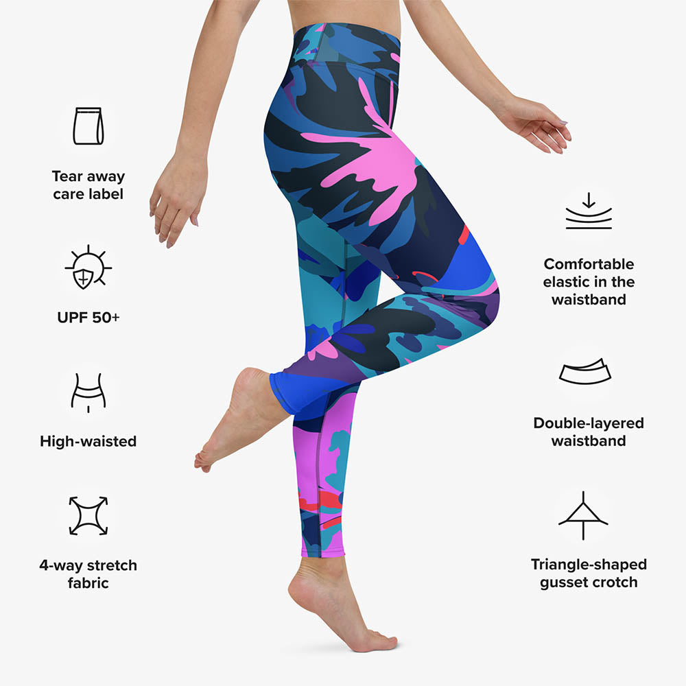 Flower Splash Leggings – Blue/Fuchsia