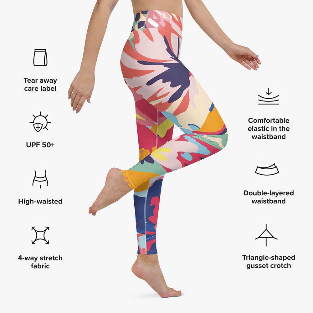 Flower Splash Leggings – Red/Yellow/Blue