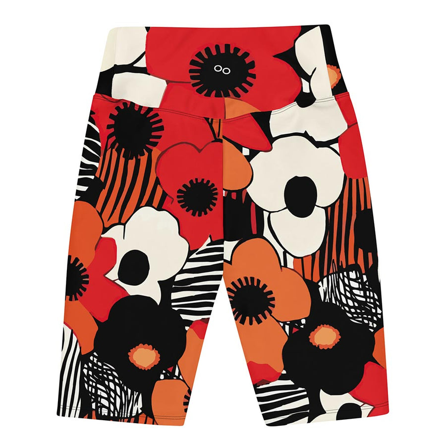 Biker Shorts "Zebra Blossom" Black/Red/Orange