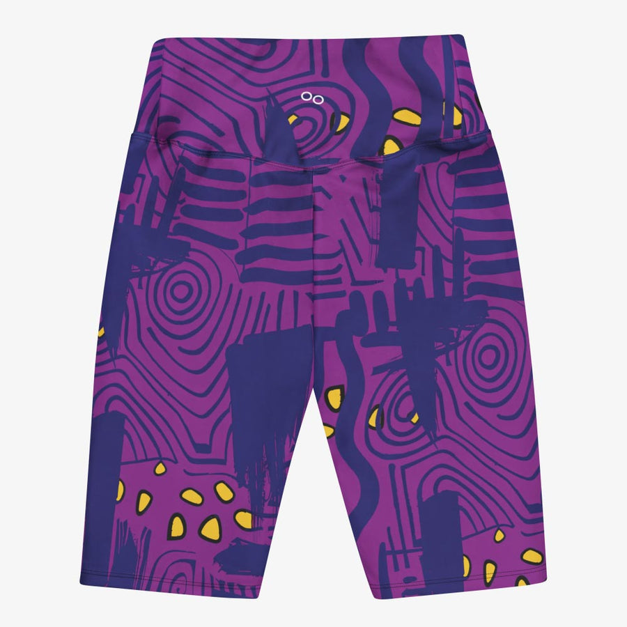 Biker Shorts "Electric Maze" Purple/Yellow