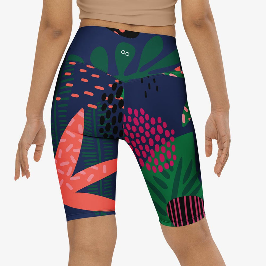 Biker Shorts "Floral Funk" Blue, Green, Coral