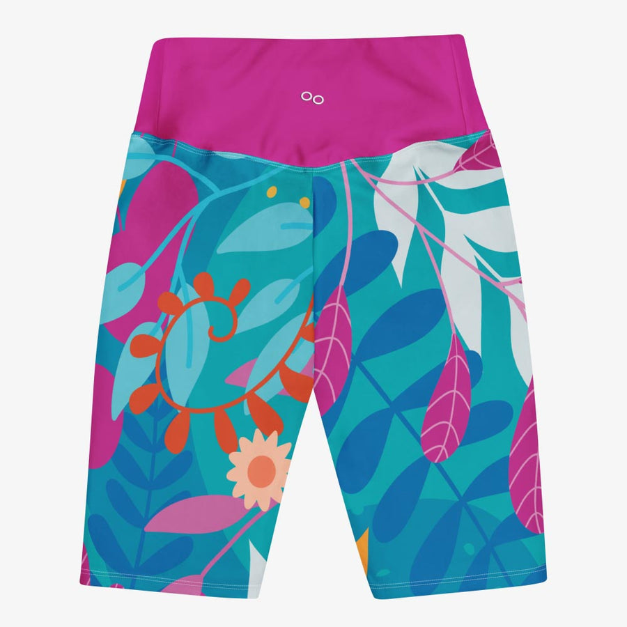 Biker Shorts "Petal Party" Turquoise/Fuchsia