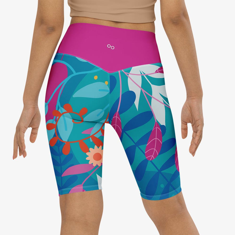 Biker Shorts "Petal Party" Turquoise/Fuchsia