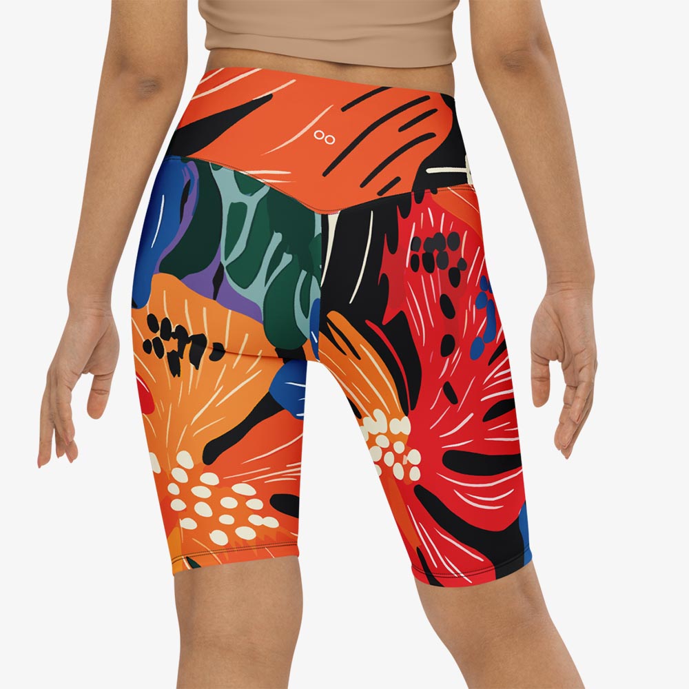 Stripes & Petals Biker Shorts