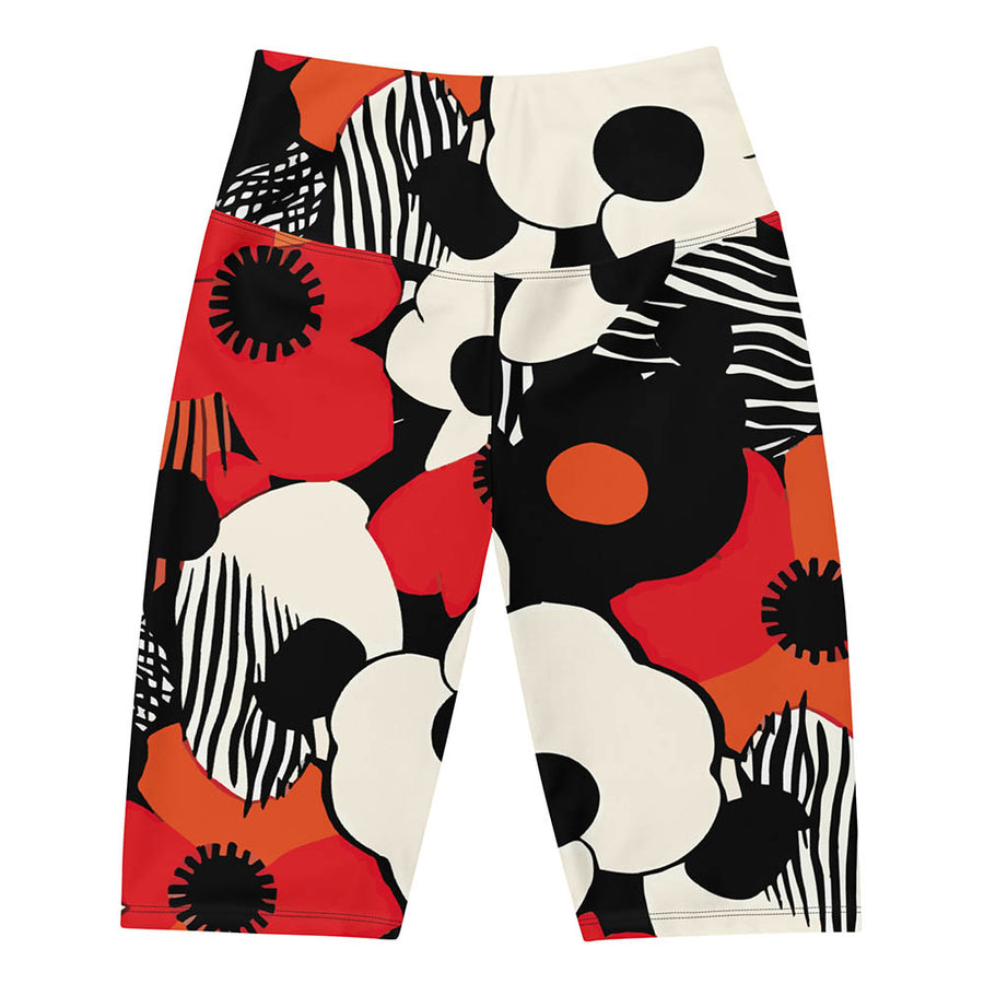 Biker Shorts "Zebra Blossom" Black/Red/Orange