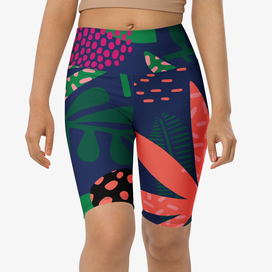 Biker Shorts "Floral Funk" Blue, Green, Coral