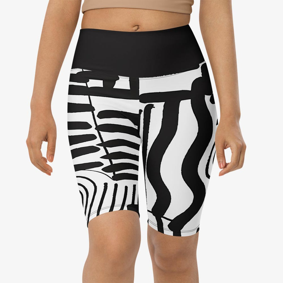 Biker Shorts "Black and Wow" Black White