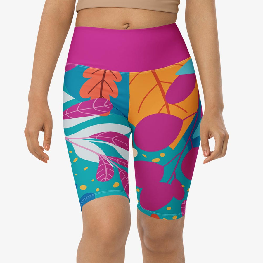 Biker Shorts "Petal Party" Turquoise/Fuchsia