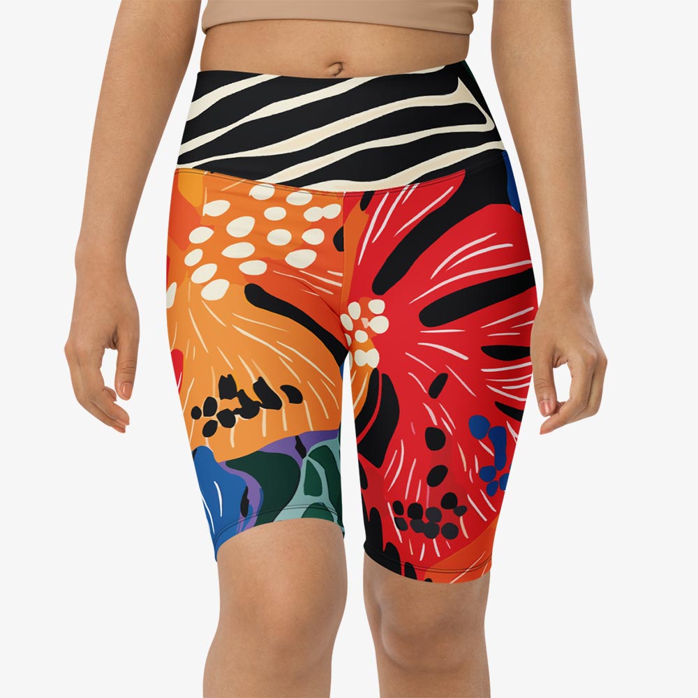Stripes & Petals Biker Shorts