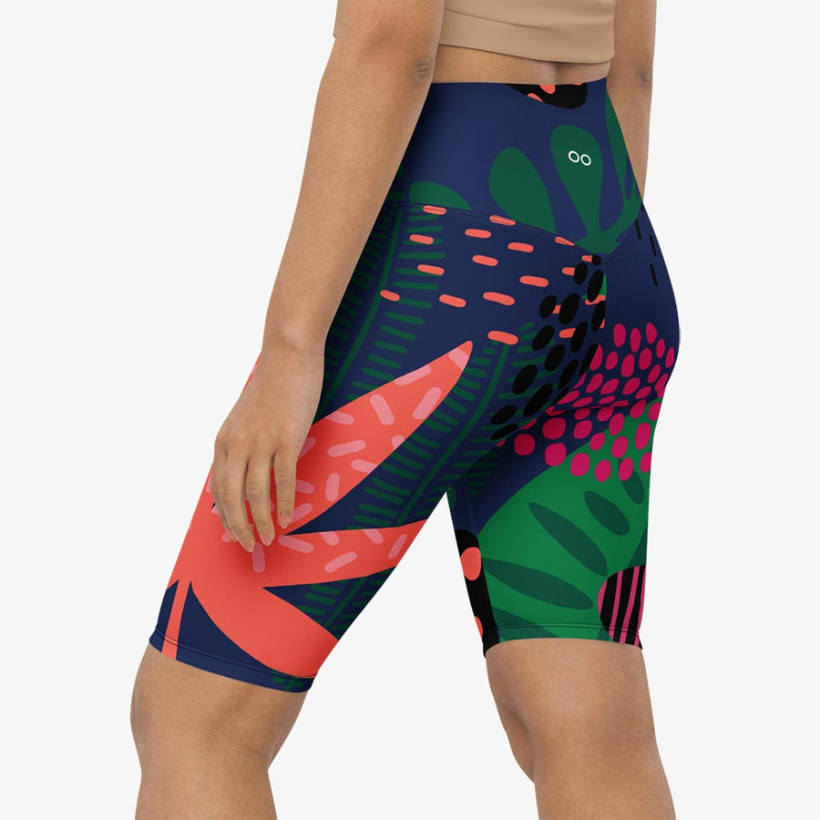 Biker Shorts "Floral Funk" Blue, Green, Coral
