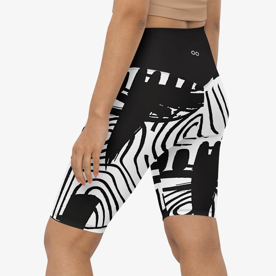 Biker Shorts "Black and Wow" Black White