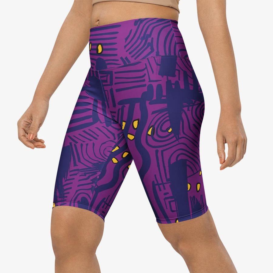 Biker Shorts "Electric Maze" Purple/Yellow