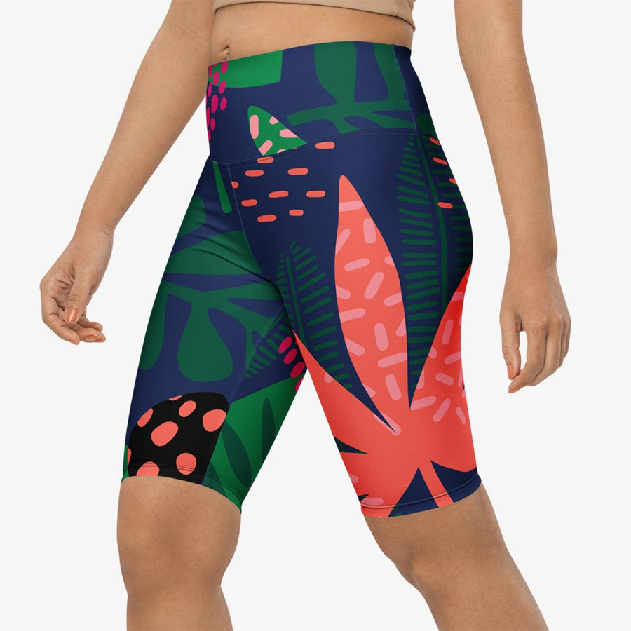 Biker Shorts "Floral Funk" Blue, Green, Coral