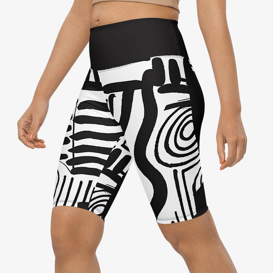Biker Shorts "Black and Wow" Black White