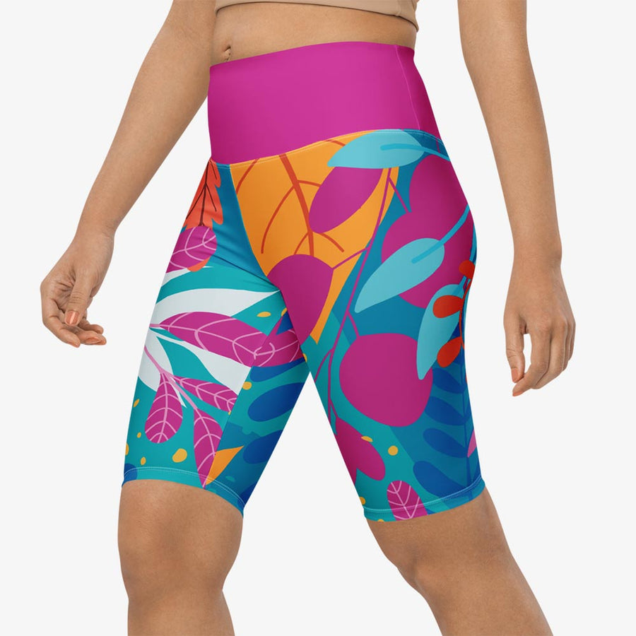 Biker Shorts "Petal Party" Turquoise/Fuchsia