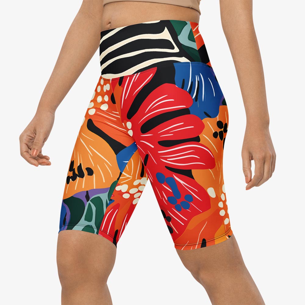 Stripes & Petals Biker Shorts