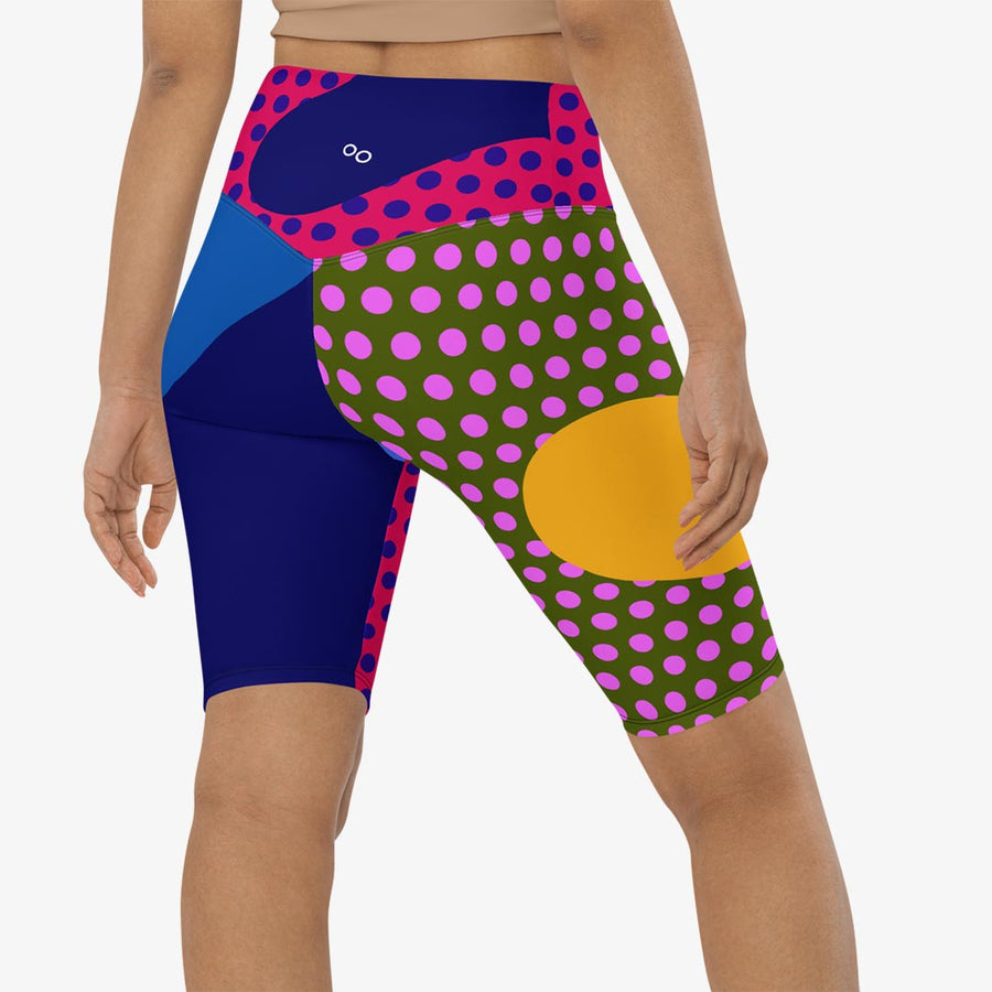 Printed Biker Shorts "Polkalicious" Red/Yellow/Blue