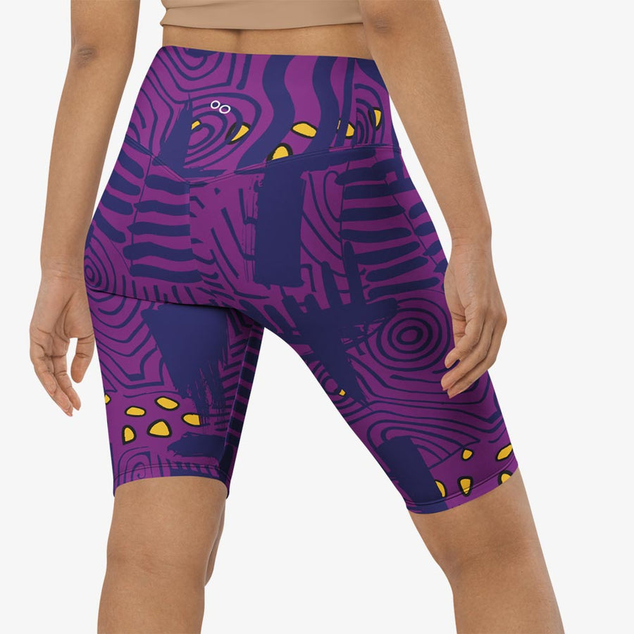 Biker Shorts "Electric Maze" Purple/Yellow