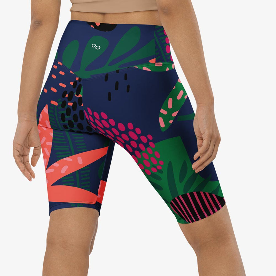 Biker Shorts "Floral Funk" Blue, Green, Coral