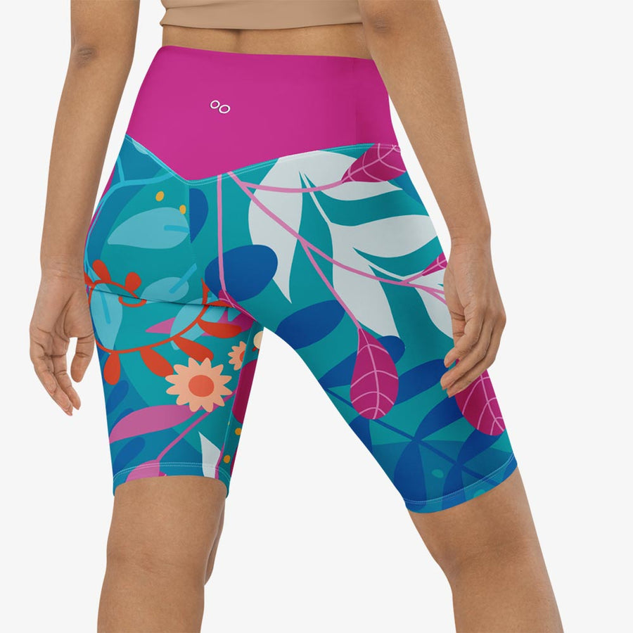 Biker Shorts "Petal Party" Turquoise/Fuchsia