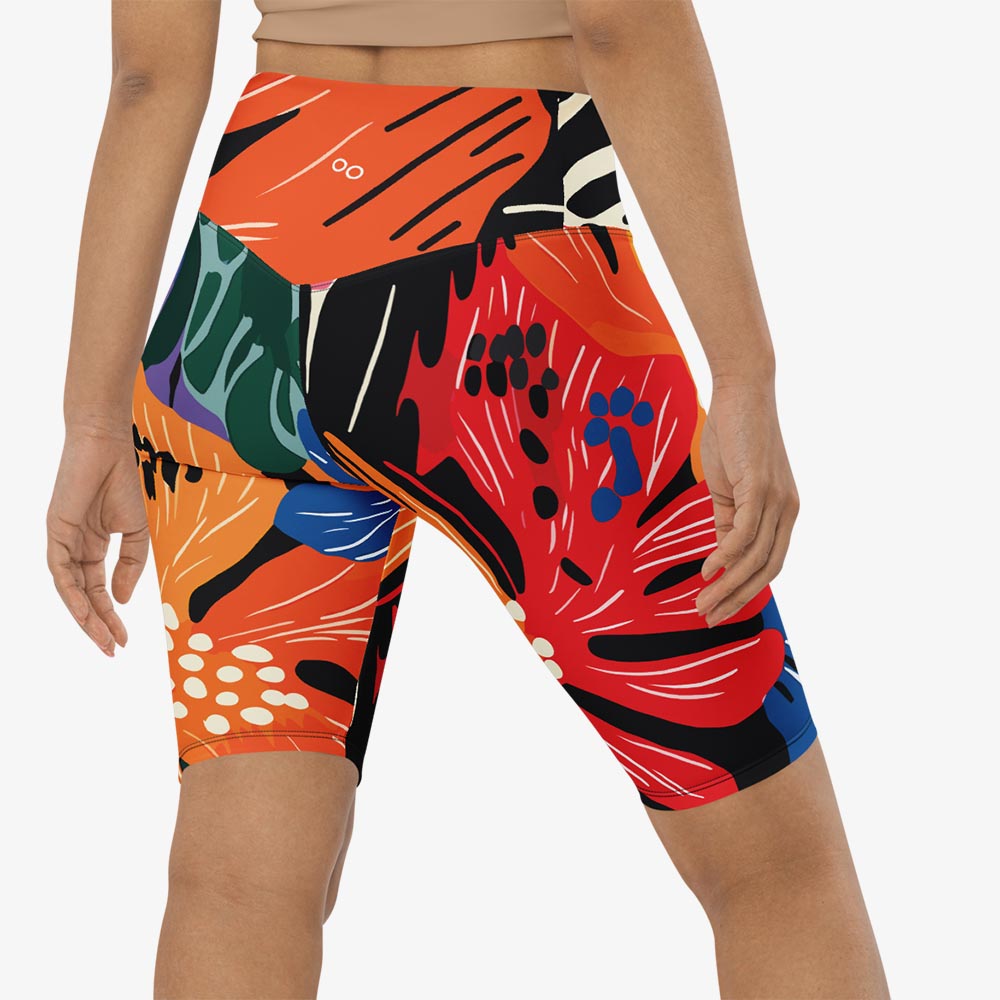 Stripes & Petals Biker Shorts