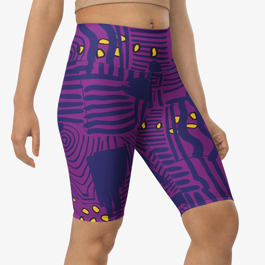 Biker Shorts "Electric Maze" Purple/Yellow