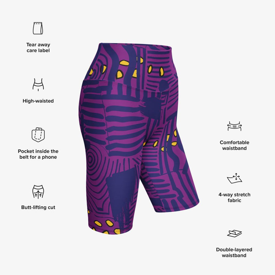Biker Shorts "Electric Maze" Purple/Yellow