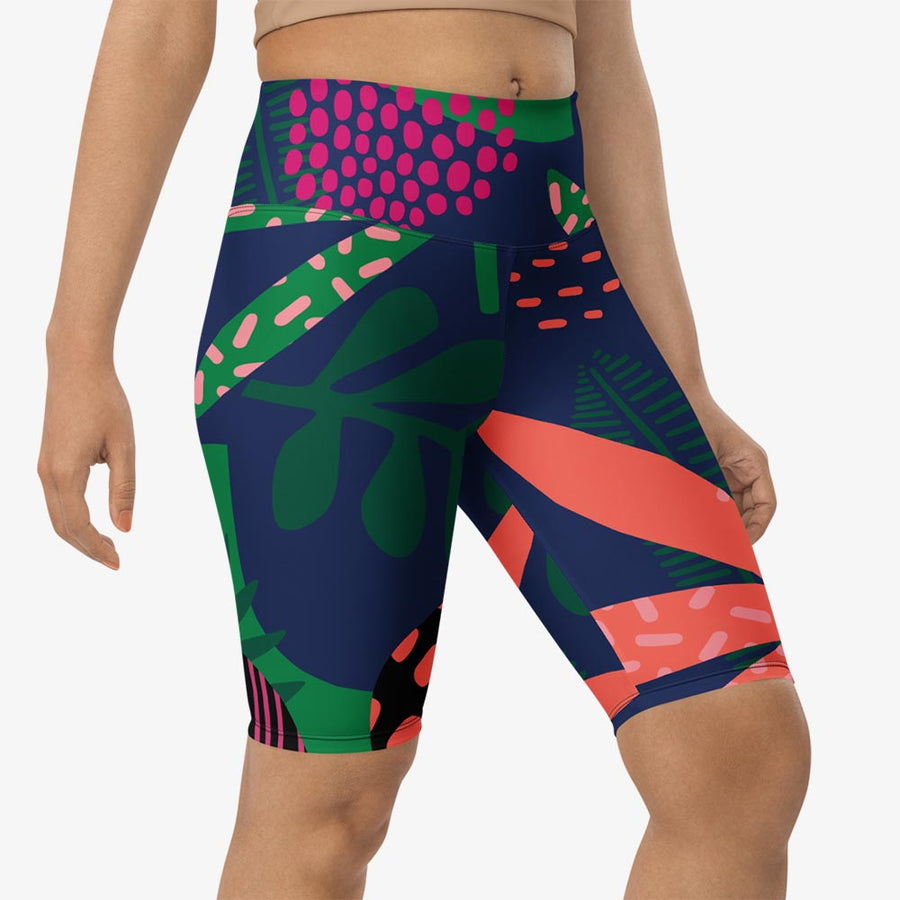 Biker Shorts "Floral Funk" Blue, Green, Coral