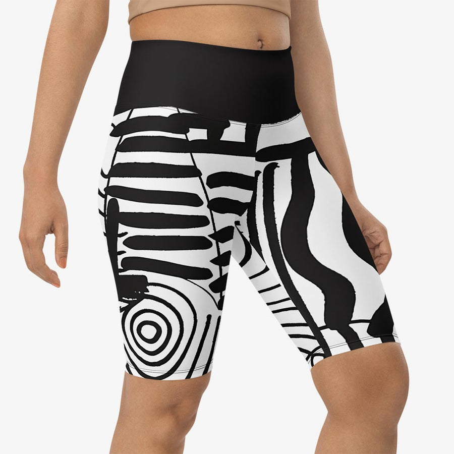 Biker Shorts "Black and Wow" Black White