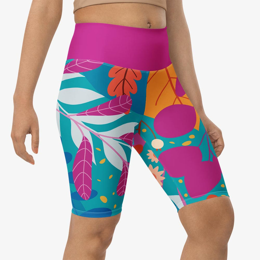 Biker Shorts "Petal Party" Turquoise/Fuchsia