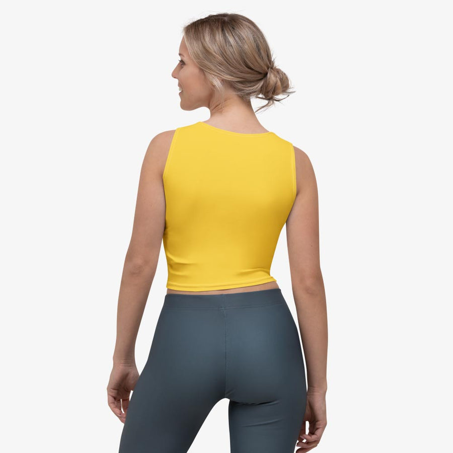 Monochrome Crop Top "Electric Maze" Yellow