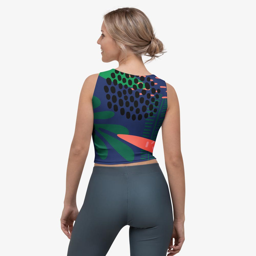 Floral Crop Top "Floral Funk" (Blue, Green, Coral)