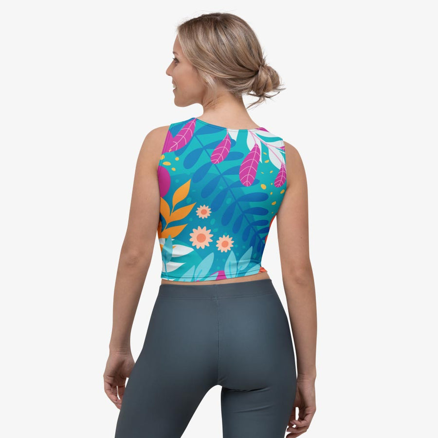 Crop Top "Petal Party" Turquoise/Fuchsia