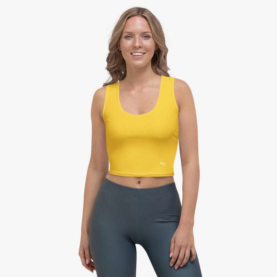 Monochrome Crop Top "Electric Maze" Yellow