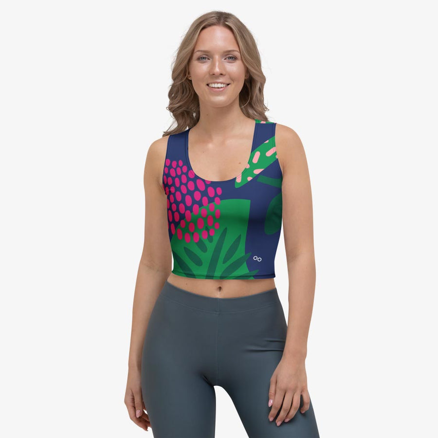 Floral Crop Top "Floral Funk" (Blue, Green, Coral)