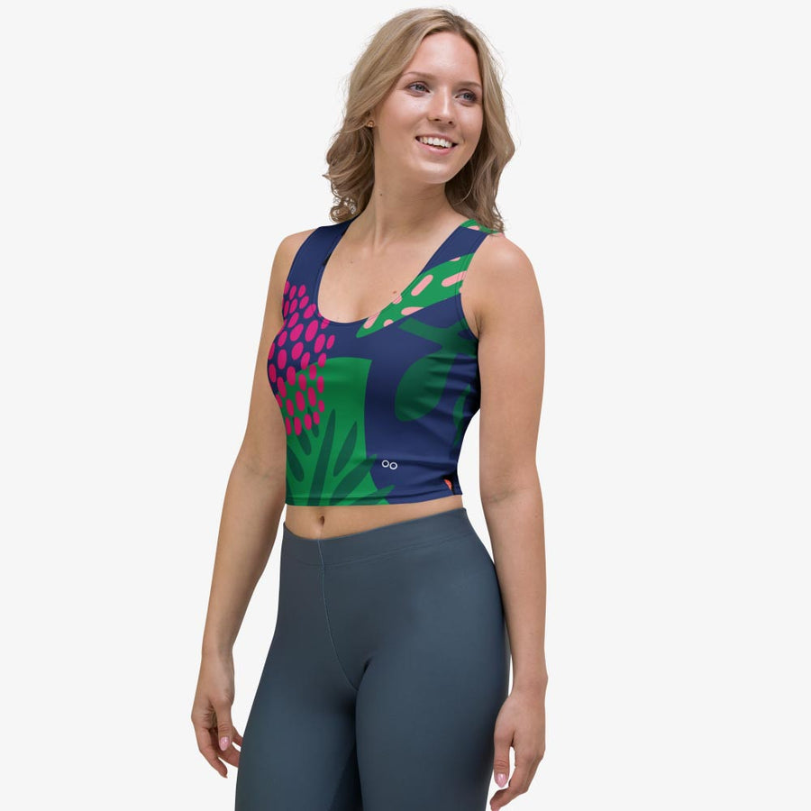 Floral Crop Top "Floral Funk" (Blue, Green, Coral)