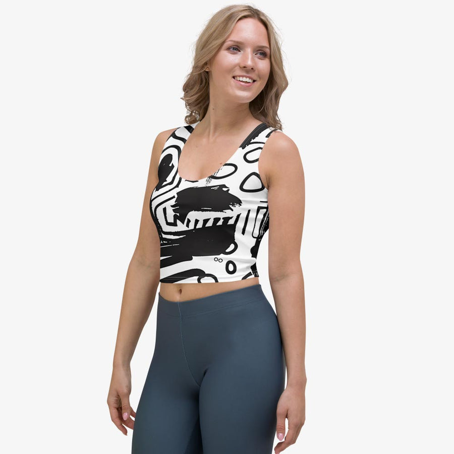 Printed Crop Top "Black and Wow" Black/White