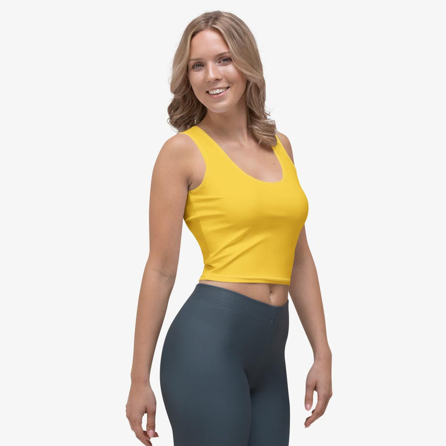 Monochrome Crop Top "Electric Maze" Yellow